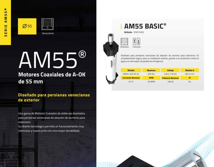 Motor tubular A-OK Serie AM55 (55 mm) · instalación persianas Barcelona · Persianas Almar
